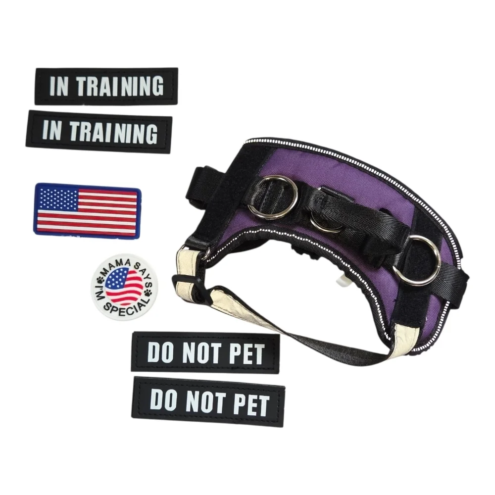 Purple Dog Training Harness with Patches xs NWT k9